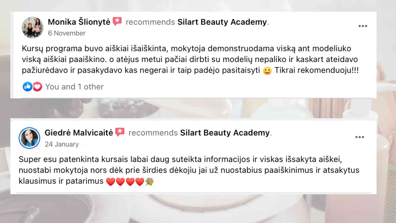 Depiliacijos kursai online, mokinių atsiliepimai