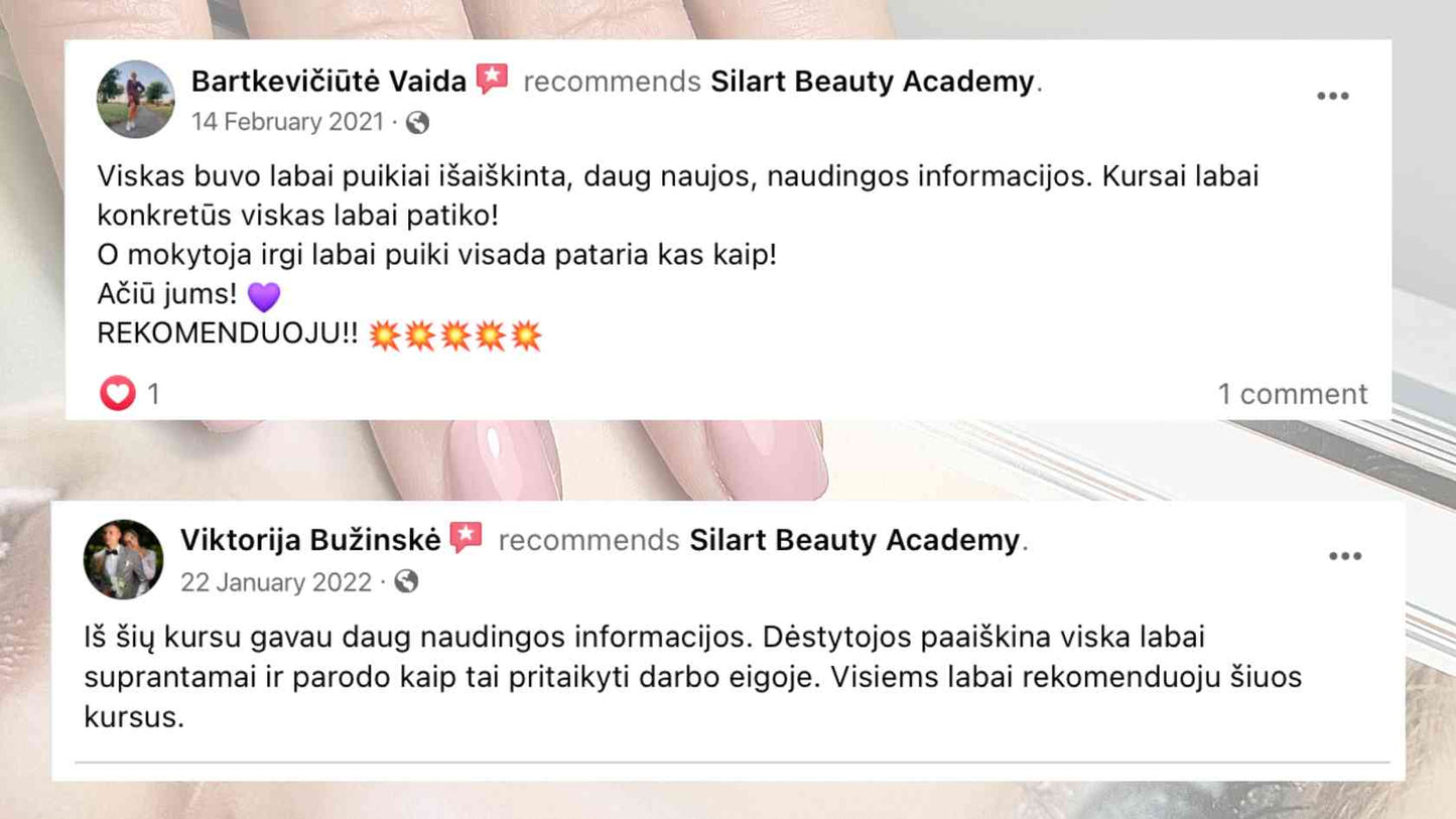 Mankiūro kursai online mokinių atsiliepimai