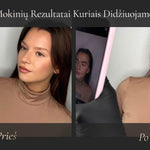 Mokinės antakių korekcijos rezultatas prieš ir po