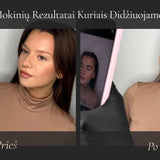 Mokinės antakių korekcijos rezultatas prieš ir po