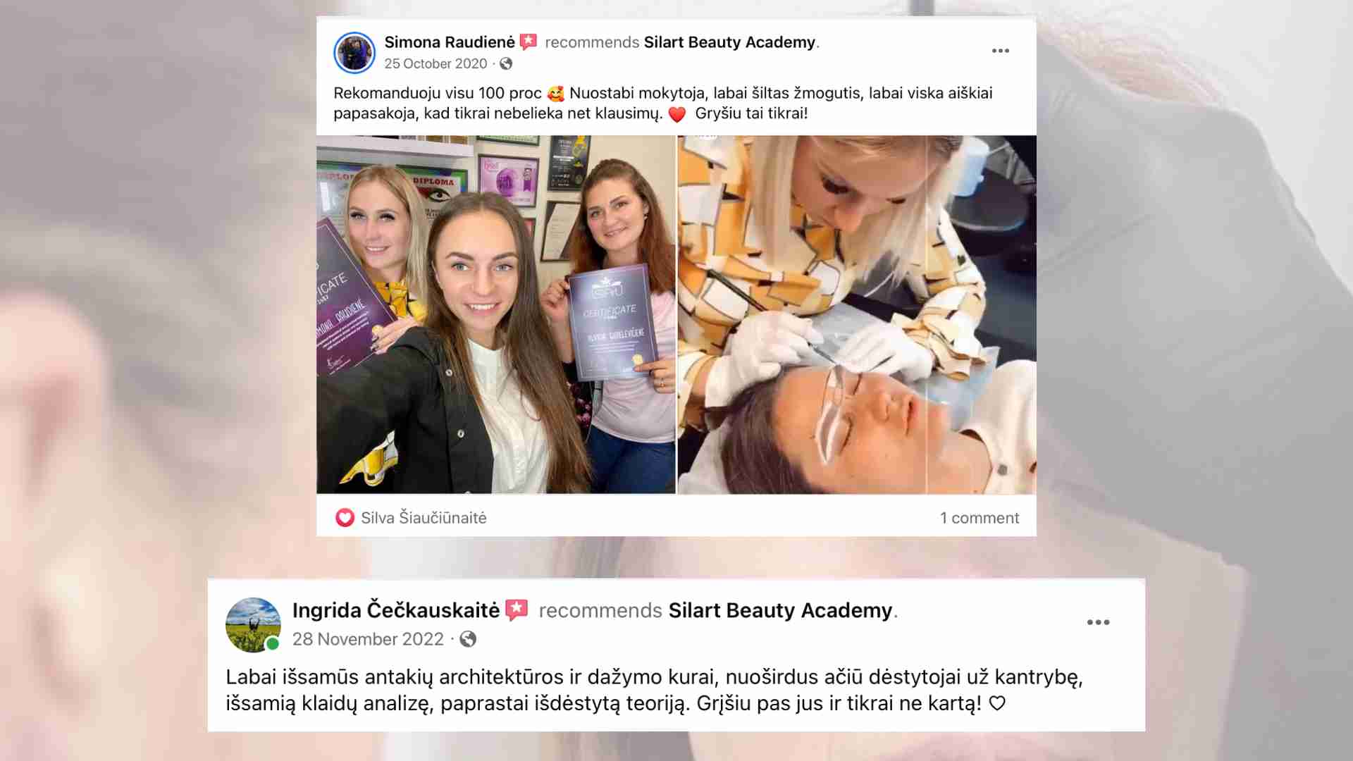 Mokinių atsiliepimai apie antakių korekcijos kursus online