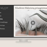 Klasikinio blakstienų priauginimo online kursas pradedantiesiems: kurso programa ir pamoka ekrane