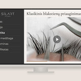 Klasikinio blakstienų priauginimo online kursas pradedantiesiems: kurso programa ir pamoka ekrane