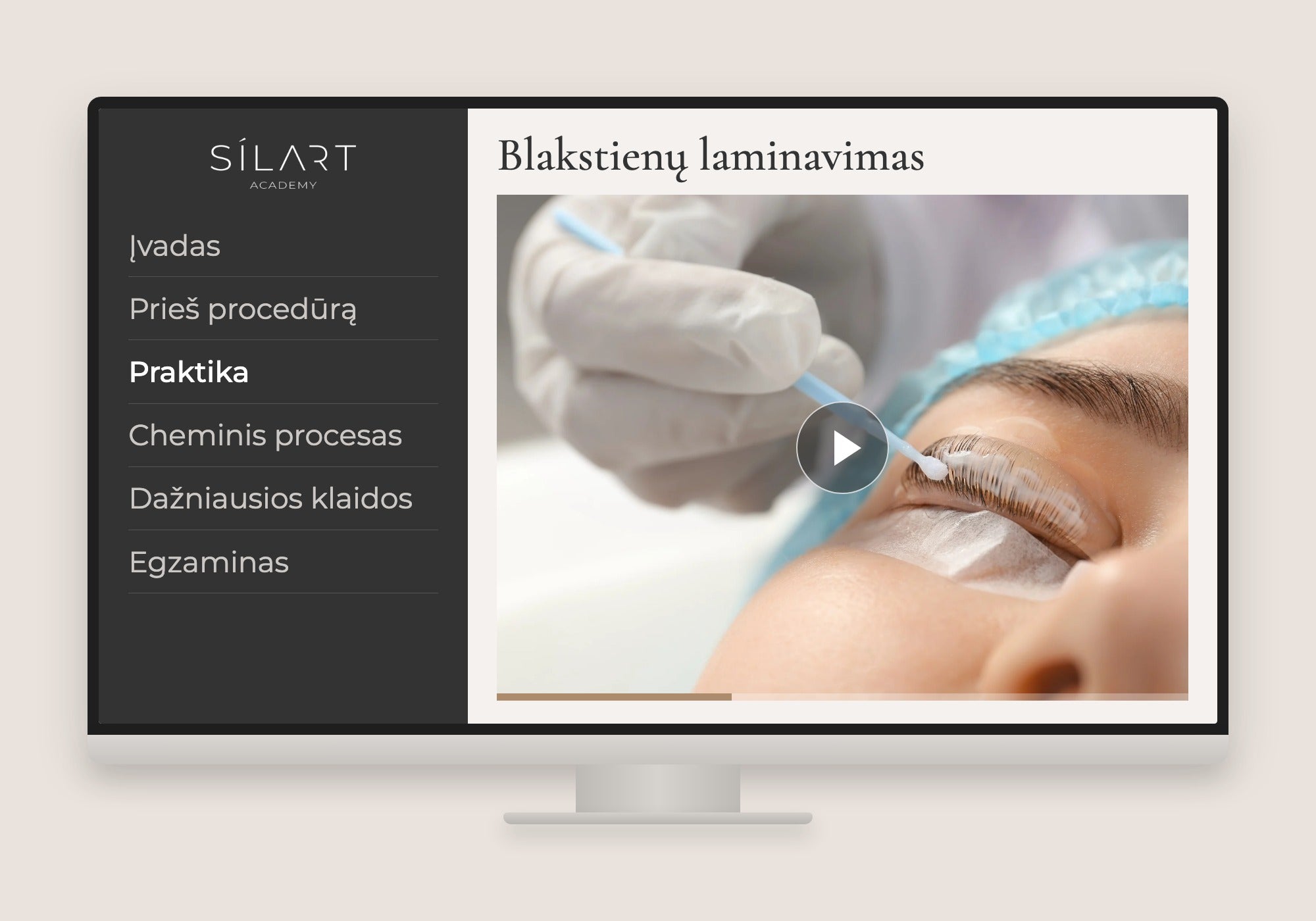 Blakstienų laminavimo kursai online: kurso programa ir pamoka ekrane