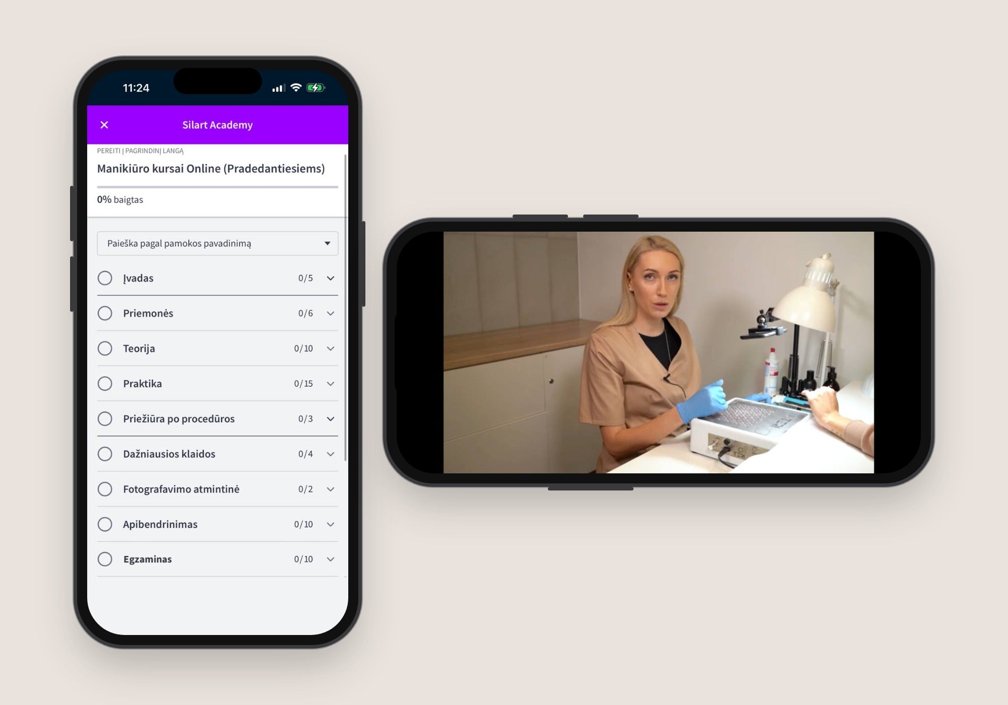 Manikiūro kursai online telefone: kurso programa ir vaizdo pamoka per visą ekraną